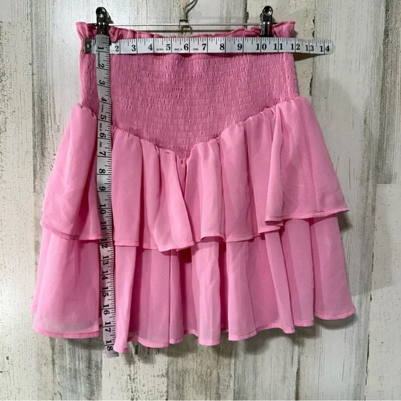 SHEIN Mod Pink Ruffled Mini Skirt NEW - Picture 3 of 12